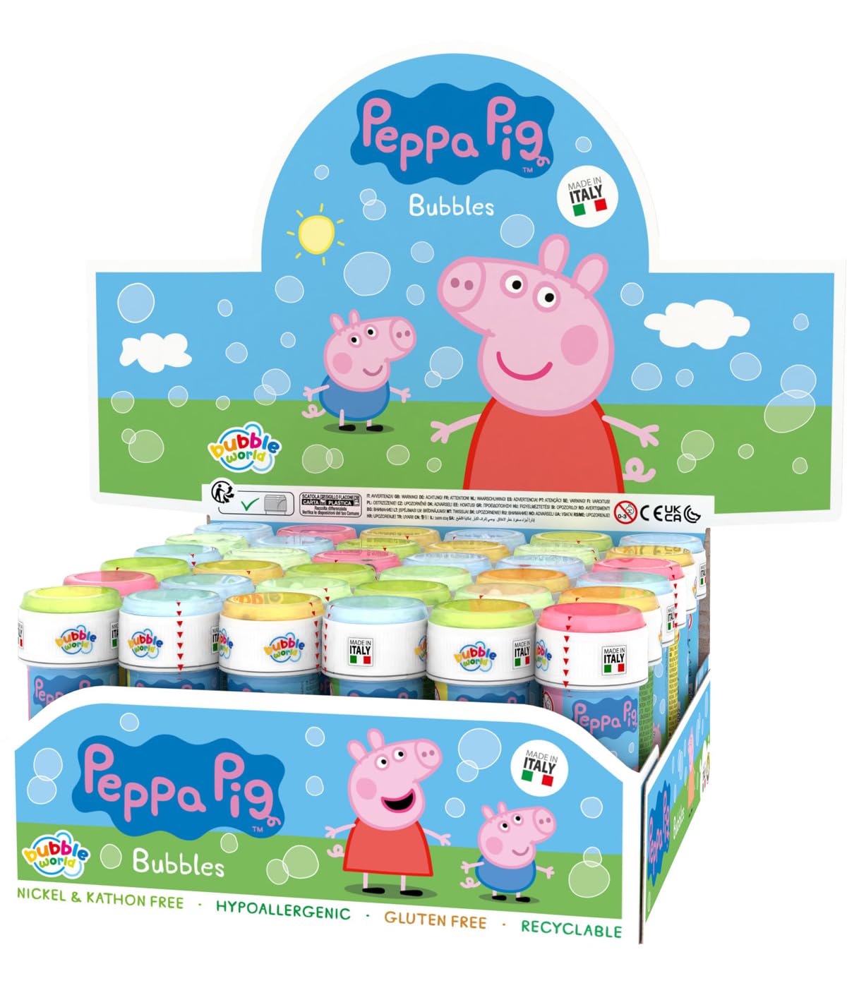 Peppa Pig - Bolle di sapone, 60 ml, 36 pezzi, 23,5 x 23,5 x 12 cm