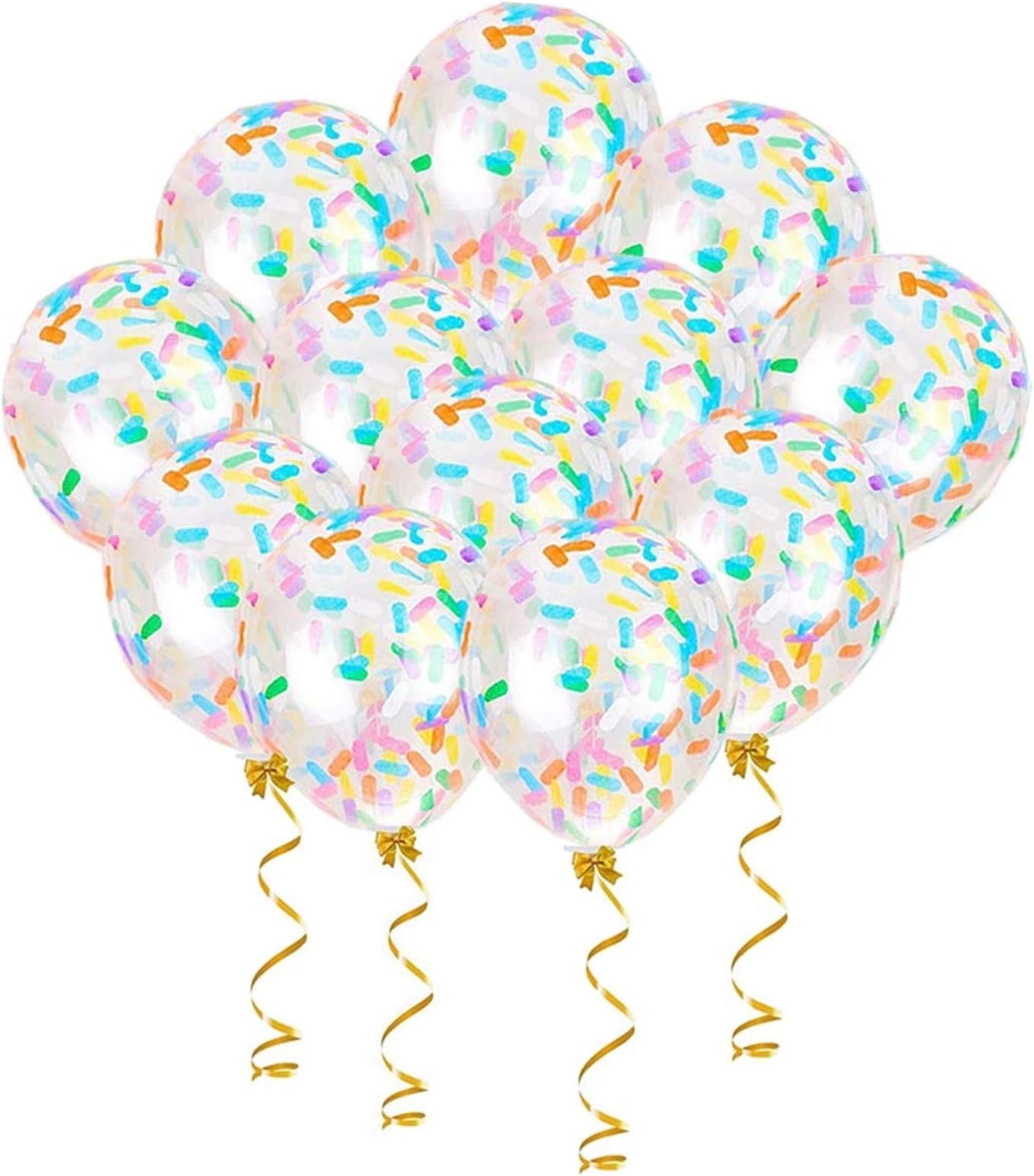 12 inches Ice Cream Confetti Balloon, Clear Transparent ice Cream Confetti Balloon for Donut Grow up Party Decoration, Doughnut Birthday Party Balloon(Pack of 15)