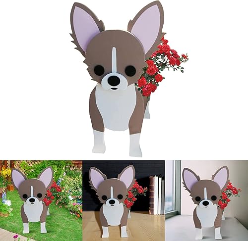 Miniatura 5 de seOSTO Maceteros para perros para plantas al aire libre, macetas de jardinería de flores de animales de 13.4 x 9.5 pulgadas para jardín, contenedor