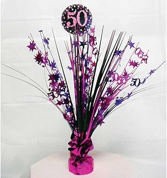 Centre De Table 50e Anniversaire Noir Rose Violet Amazon Fr Cuisine Et Maison
