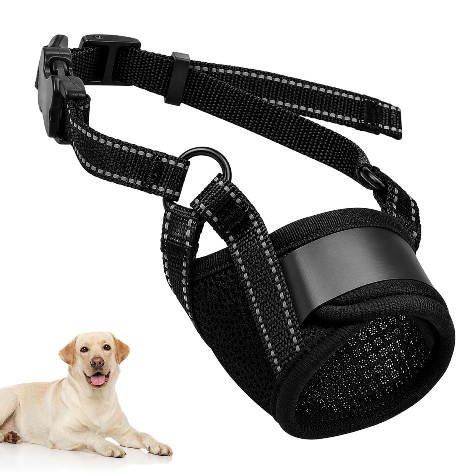 Breathable Dog Muzzle, Adjustable Cotton Anti-Bark Guard for Medium Dogs