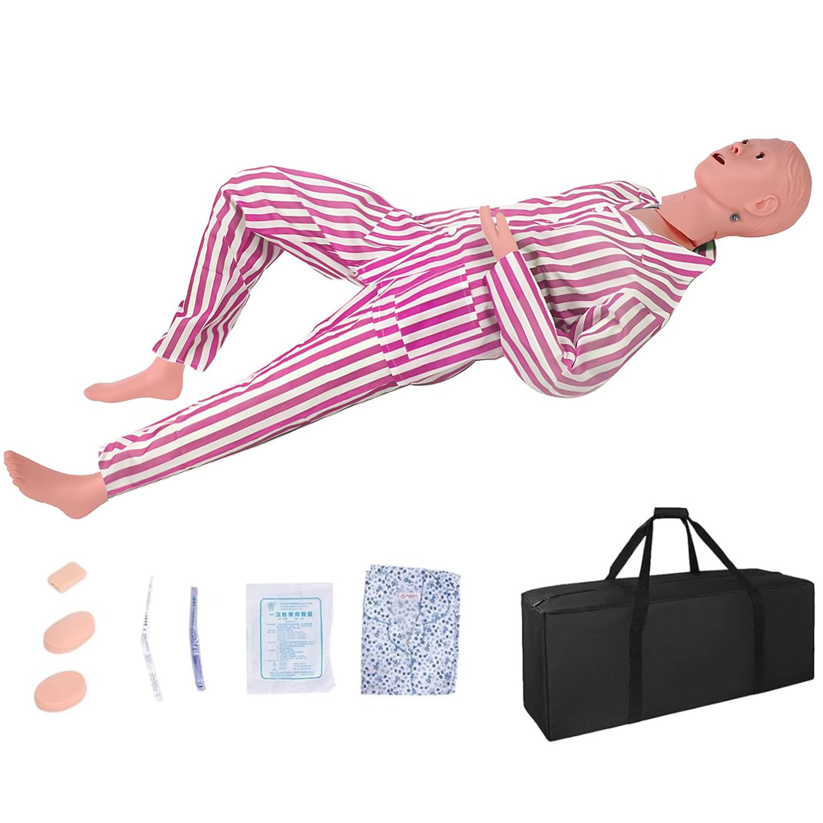 Medical Mannequin for Training, Patient Care Nursing Medical Manikin Life Size Patient Human Anatomical Model with 3 Muscle Module & Urinary Catheter for Nursing Training Teaching and Practice