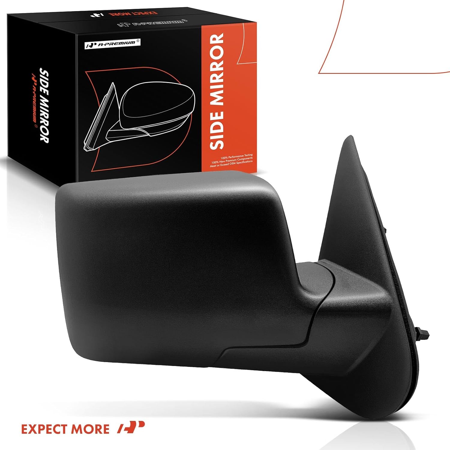 A-Premium Passenger Side Manual Door Mirror - Compatible with Ford Ranger 2006-2011 & Mazda B2300/B4000 2006-2010, B3000 2006-2008 - Non-Heated Manual Folding Textured Black Outside Rear View Mirror