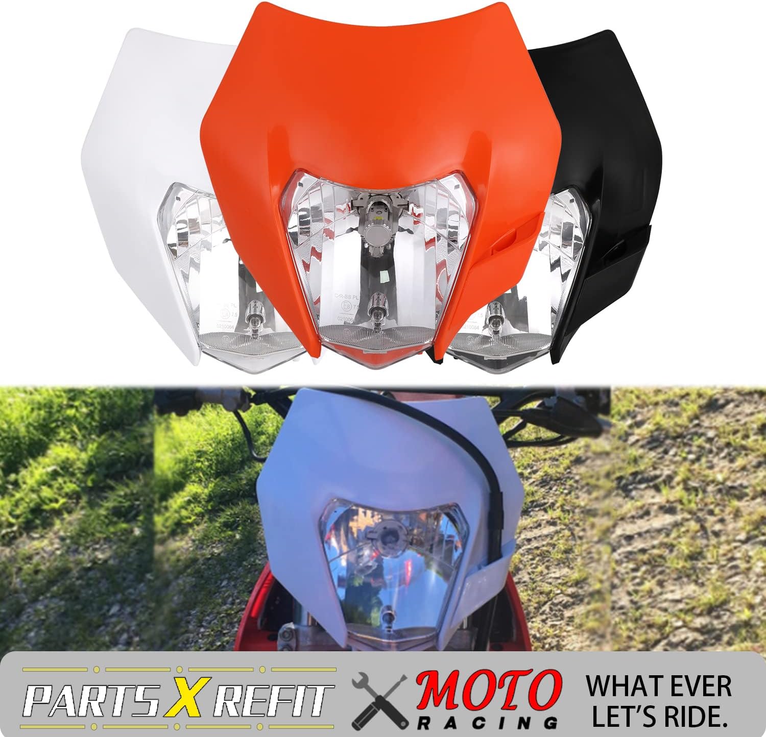 AnXin Dirt Bike Headlight,Motorcycle Headlight Universal for SX SXF XC XCW EXC XCF CRF YZF KLX RMZ TX 50 85 125 150 250 300 350 450 500 525 Enduro Supermoto Black