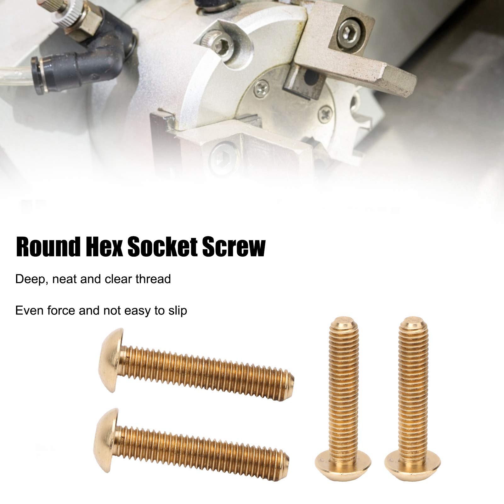 50 piezas de tornillos hexagonales de cabeza redonda, sujetadores de cobre M5, tornillos industriales de cobre puro antióxido con roscas profundas para maquinaria y aplicaciones (M5*25mm)
