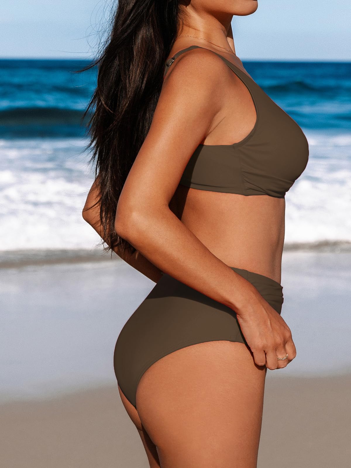 CUPSHE Ensemble bikini femme, style croisé, à effet portefeuille, push-up, taille haute, maillot de bain, 2 pièces