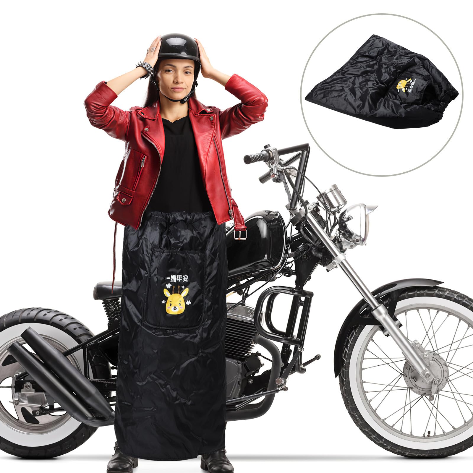 Hemobllo Copertura Gambe e Design Minimalista Nero Lunghezza Regolabile in Cotone Peluche Protezione Termica Antivento per Scooter Elettrico per Uso Urbano