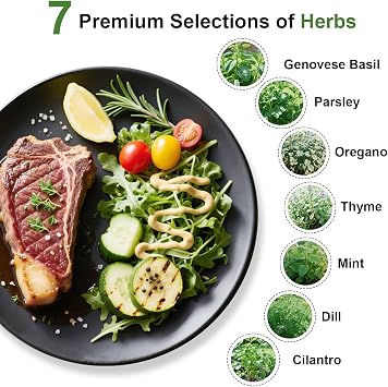 Gourmet Herb Seed Pod Kit for AeroGarden, idoo, Ahopegarden, MUFGA Hydroponics Garden with Basil, Parsley, Thyme, Mint, Cilantro, Dill, Oregano - Compatible with All Hydroponics (7-Pod)