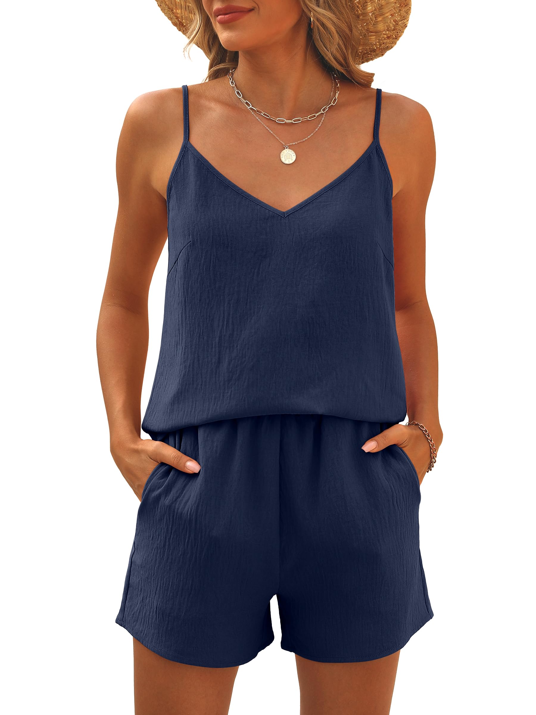 Caracilia Womens 2 Piece Lounge Sets Summer Outfits V Neck Tank Top Short Matching Set Casual Travel Beach Vacation Clothes