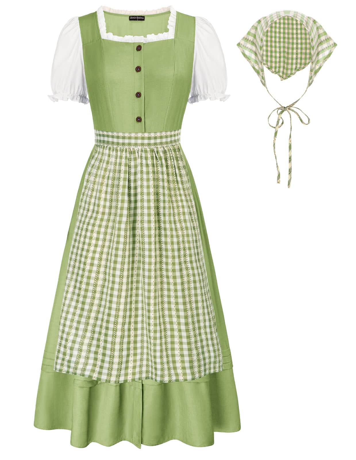 Scarlet DarknessWomen Colonial Costume Prairie Dress Pioneer 3 Pieces Set Historical Dress