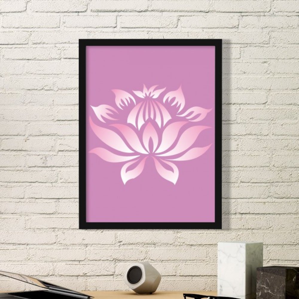 Cadre en bois noir lotus rose pour décoration de table de chevet et salon cocooning