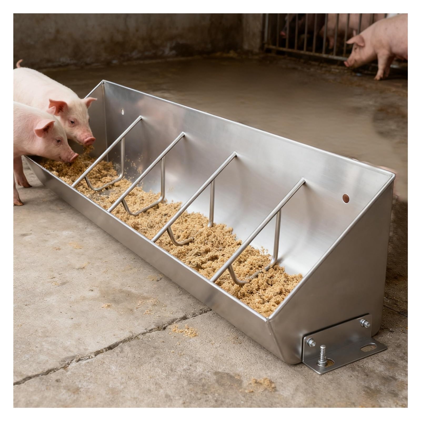 AMUFJJ Comedero para Ganado Comedero Colgante/de Pie para Cerdos, Comedero Estrecho De 21 Cm Ancho para Terneros/Cabras/Cerdos, Bebederos 2 En 1 para Heno(39 2/5" (100cm) 5 bit)
