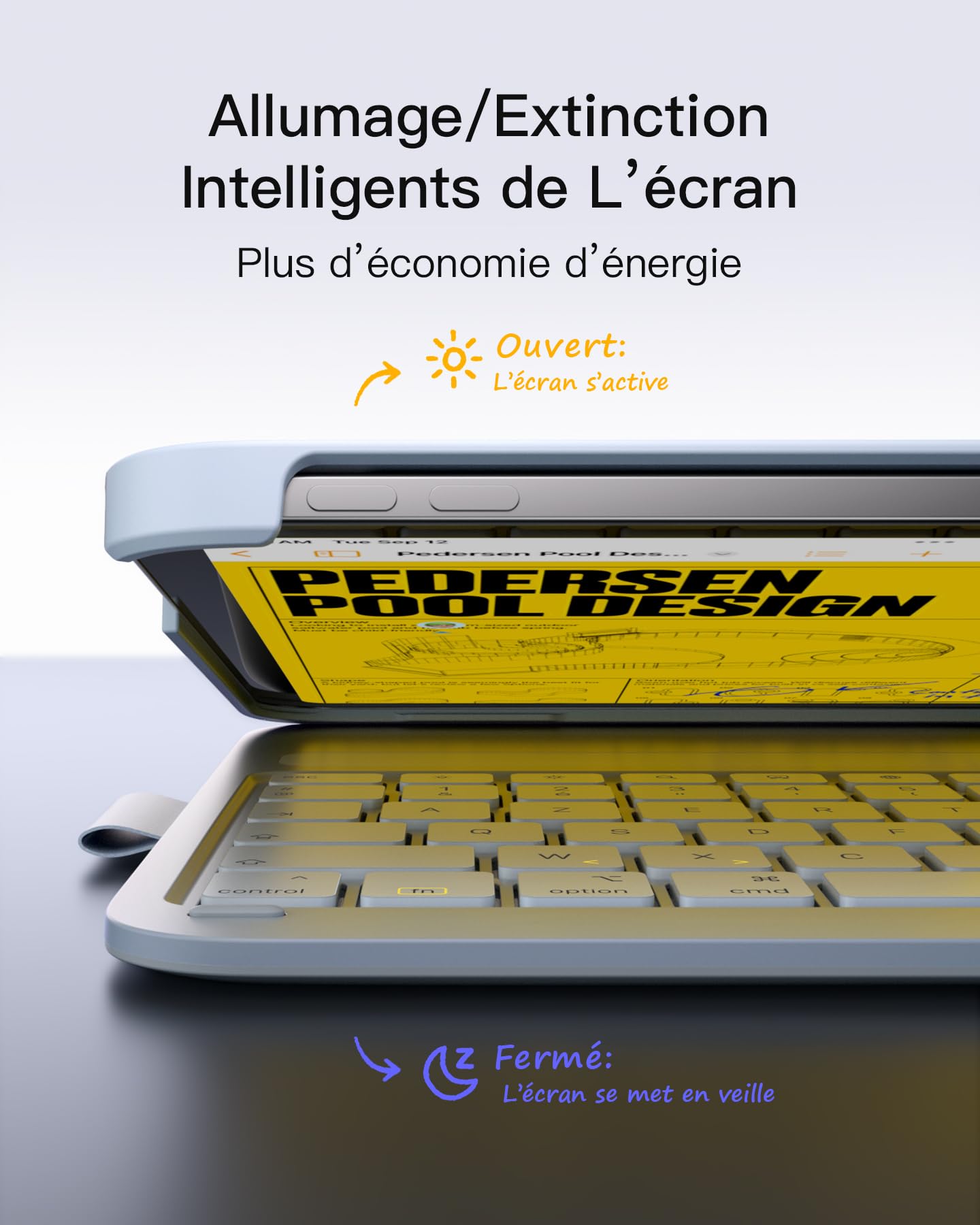 Inateck Étui Clavier iPad 10e/11e gén., Clavier Ultraléger avec Porte-Stylet pour iPad 11e (2025 11" A16)/10e (2022 10.9"), Air 11" M4/M3/M2 (2026/2025/2024), Air 5/4, Pro 11 4/3/2/1, AirTap Bleu