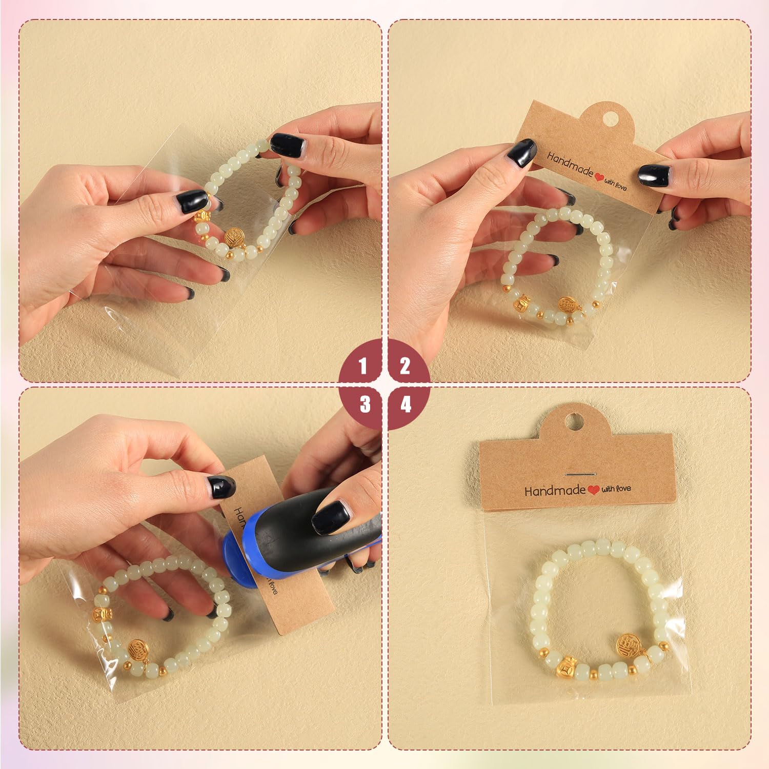 100Pcs Jewelry Display Packaging Card Head With With 100 Pcs Clear Bags For Small Business For Jewelry Bracelets Key Chains Earring Holder Display For Selling Jewelry Packaging Supplies(white - View #10