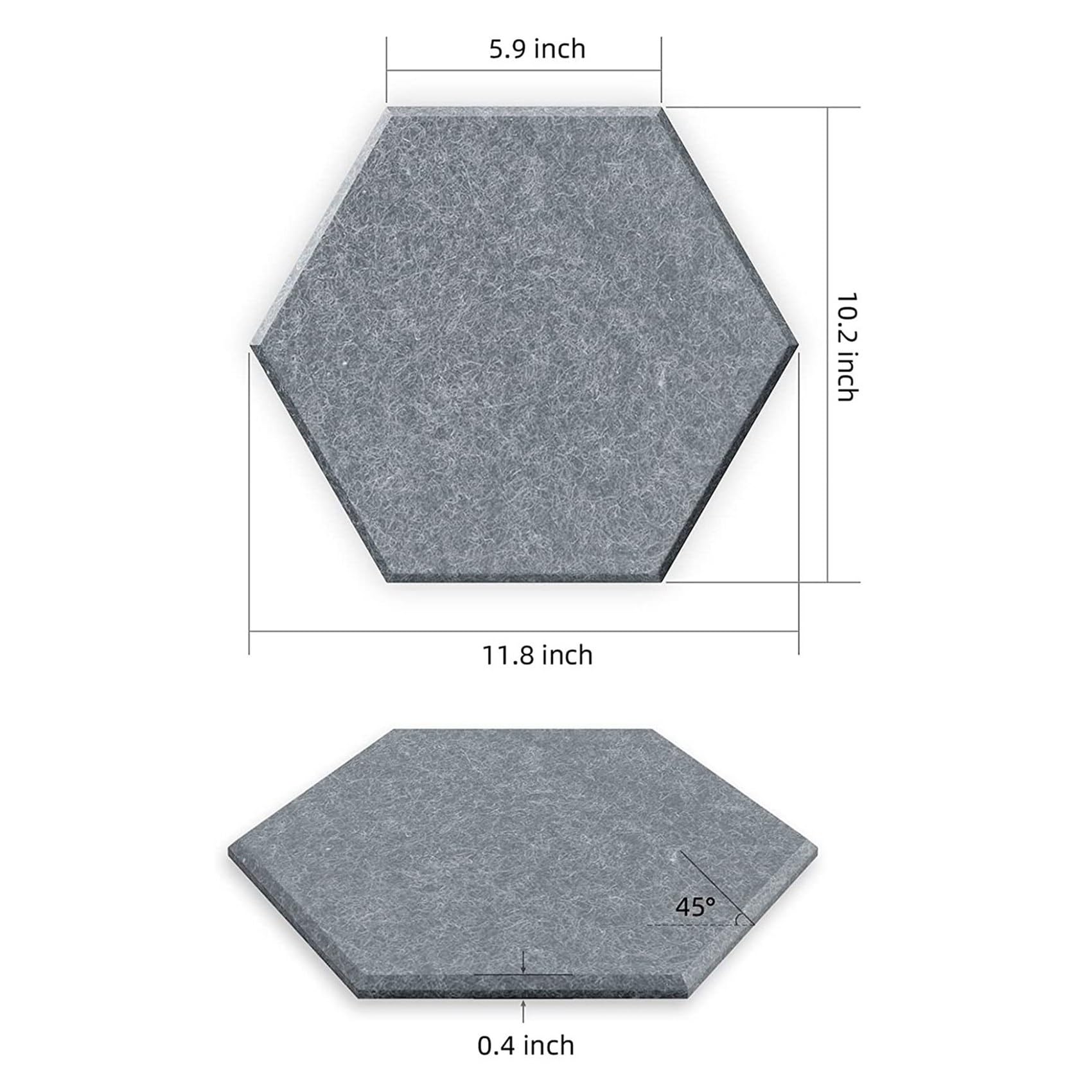24 placas acústicas autoadhesivas de espuma insonorizada, 12 x 10 x 0,4, hexagonales, reducen el ruido y eliminan, color gris oscuro