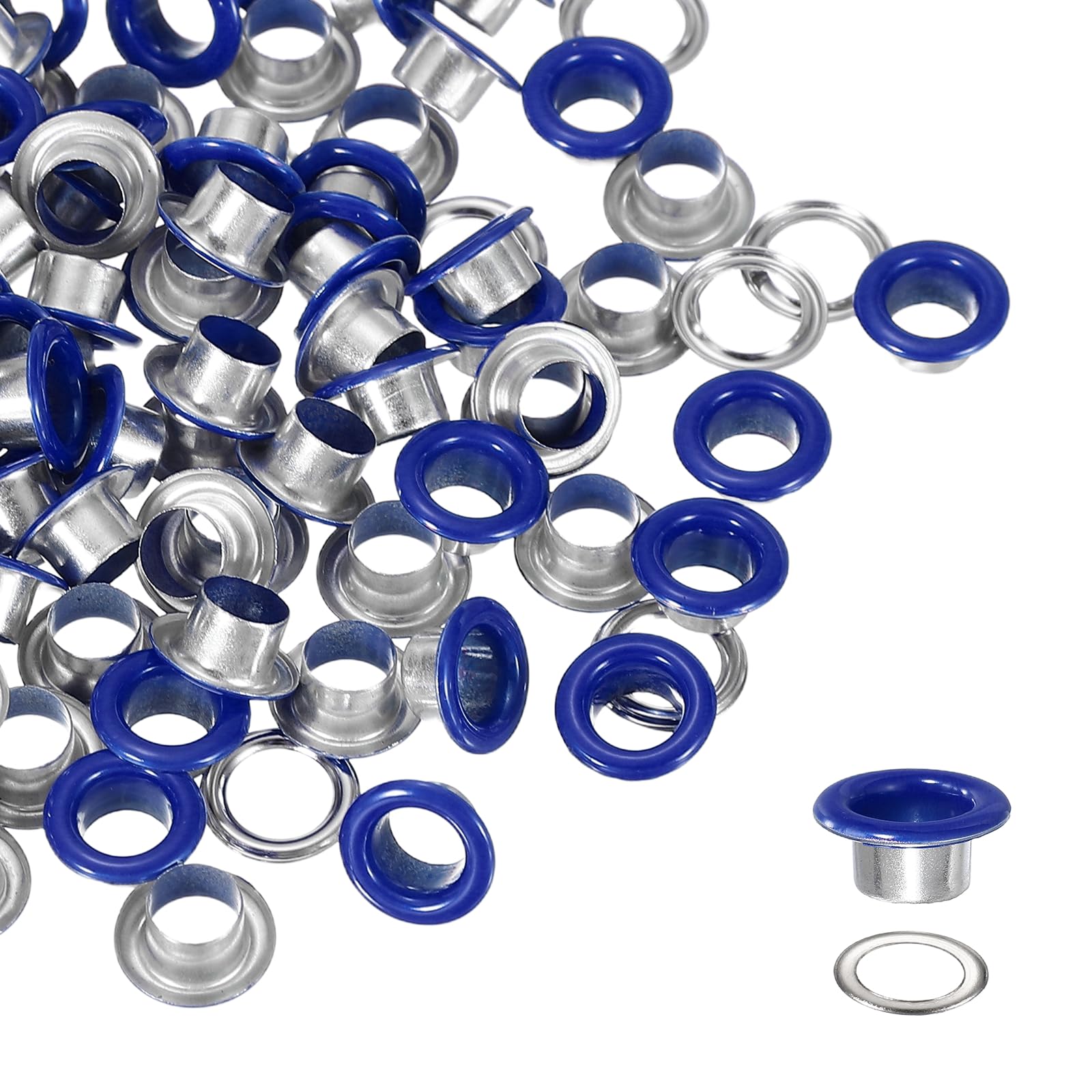 YELARXI Grommets Kit, Metal Eyelets with Washers 6mm 1/4" & 250 Set & Dark Blue