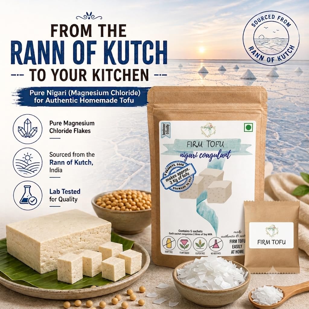 Alla's Posh Flavors® Nigari Firm Tofu Coagulant | Natural Seawater Magnesium Chloride Flakes | Lab Tested Food Grade | Makes Up to 3 kg Firm Tofu | High Purity, Low Dosage, High Yield | 5 Sachets — Amazon image 4