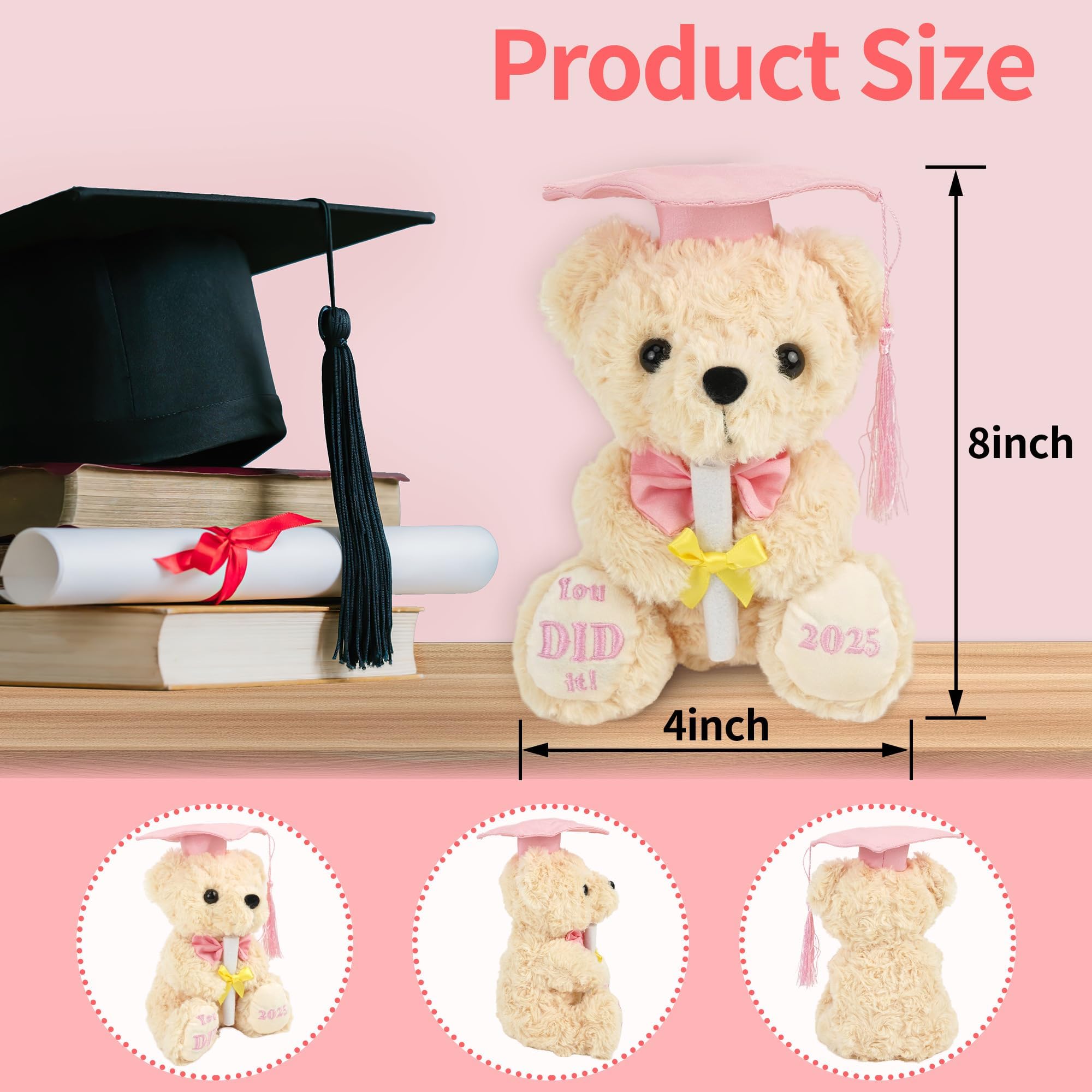 Personalized Graduation Teddy Bear 2025 – 10" Plush With Custom Text, Cap & Gown – Graduation Gift For Him Or Her - View #3