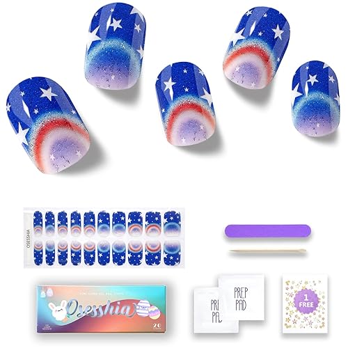 Semi Cured Gel Nail Strips, 20 pcs Nail Wraps, Glaze