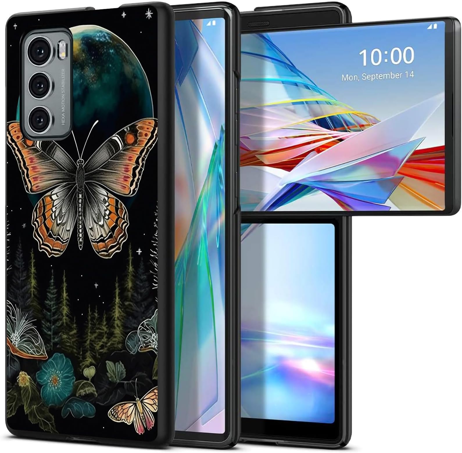 Moth Butterfly for LG Wing 5G 6.8" Phone Case, Slim Phone Case for LG Wing (2020), Hard PC Shookproof Wireless Charging Men/Women Cover for LG Wing 5G