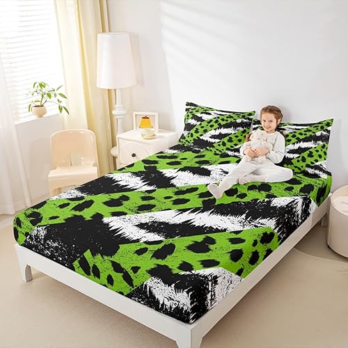 Miniatura 10 de Sábana bajera ajustable con estampado de leopardo marrón, decoración de lujo para habitación de niños y niñas, funda de cama abstracta de piel de