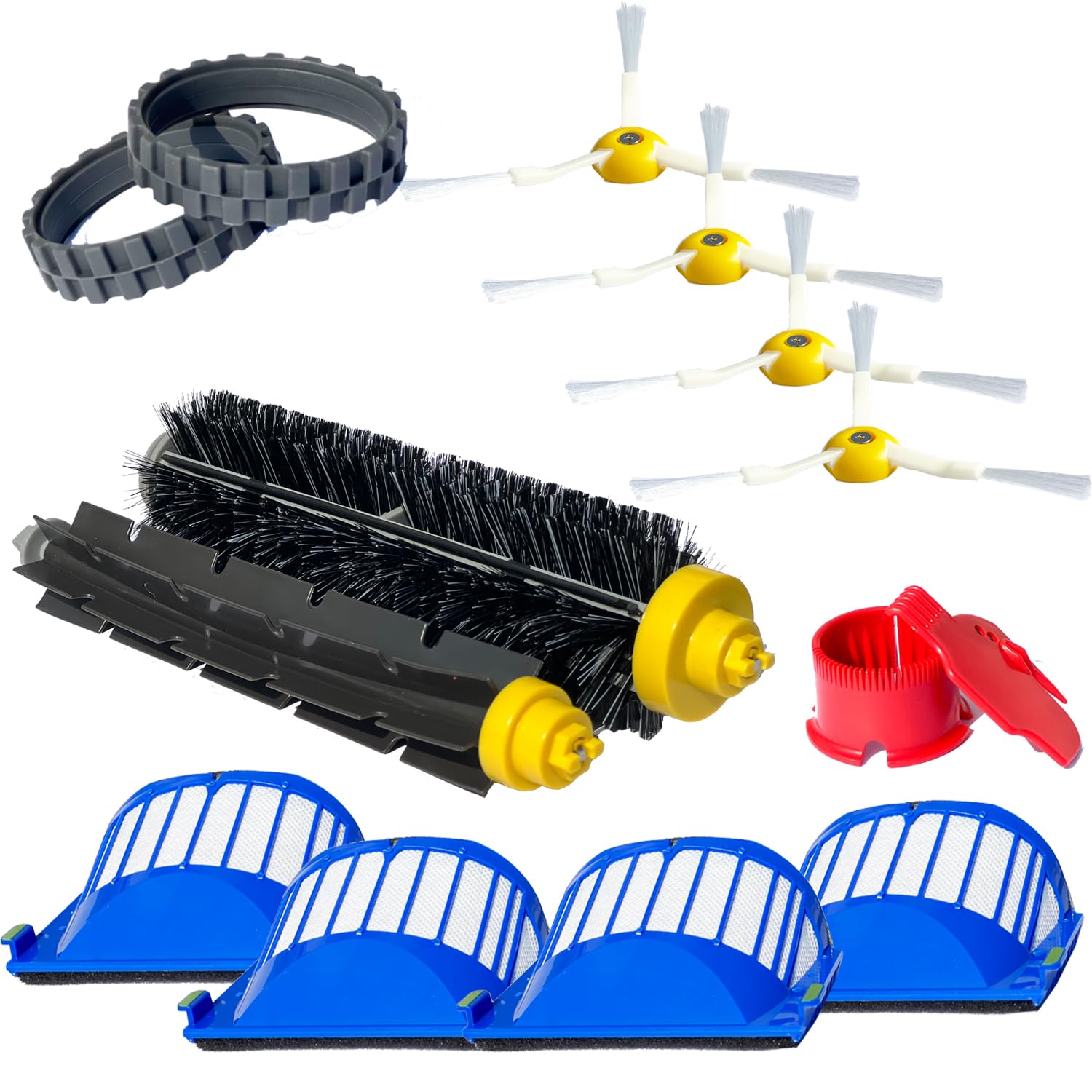 Replacement Parts Accessories Compatible for iRobot Roomba All 600 Series: 670 671 675 677 690 692 694 650 665 Side Main Roller Brush Filter Wheel Tires