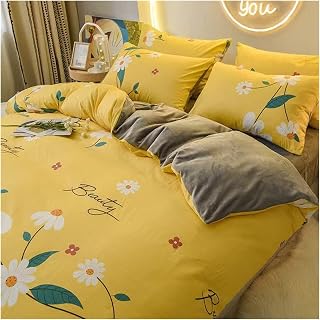 Juego de sabanas Invierno más Terciopelo Engrosamiento de algodón Franela lecho de lecho edredón Cubierta de Cama un algodón Puro B de Coral Fleece de Cuatro Piezas Ropa de Cama (Color : 9, Size : 2