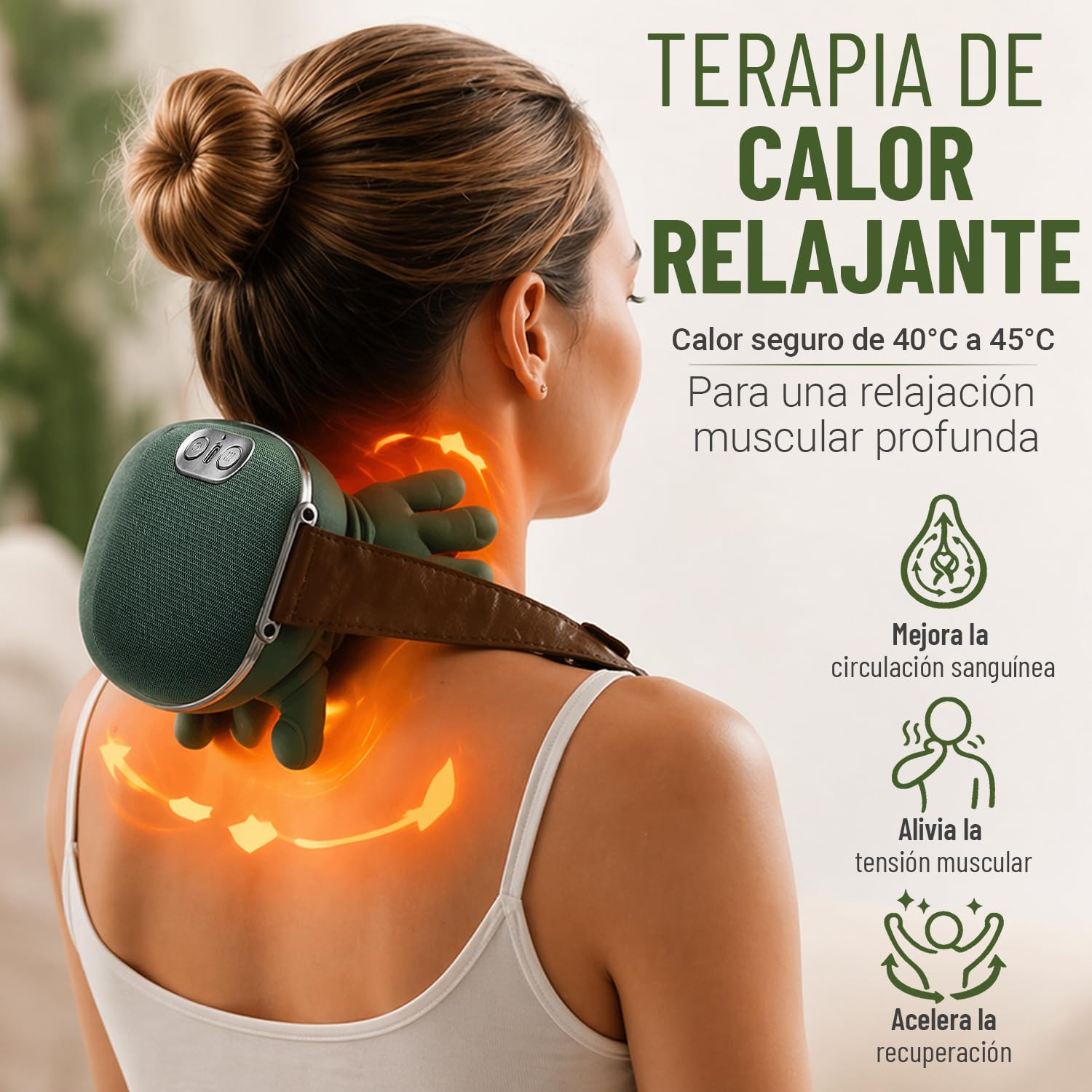BeFit24 Masajeador Cervical 4D con Calor, Inalámbrico, Masajeador de Cuello, Hombros y Espalda, Alivio Rápido del Dolor y Contracturas, Relajación Profunda en Casa y Oficina, Ideal como Regalo