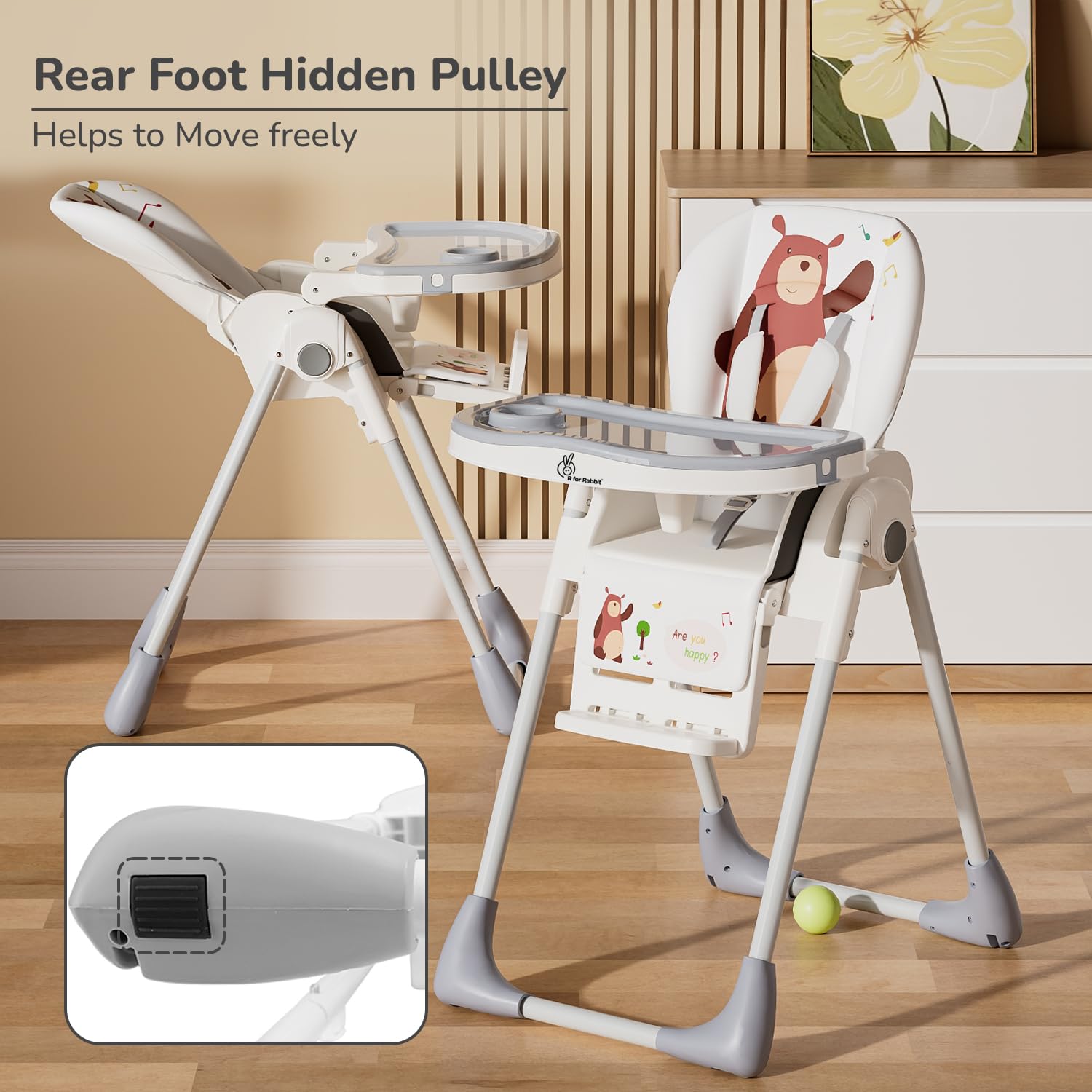 R for Rabbit Marshmallow Lite Baby Feeding High Chair for Babies, 6 Levels Smart Baby Feeding High Chair (Grey) 1