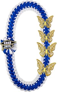eygeufg Graduation Ribbon Leis Class of 2025 Graduation Lei Graduation Necklace with Butterfly Braided Necklaces for College Graduation Party Supplies