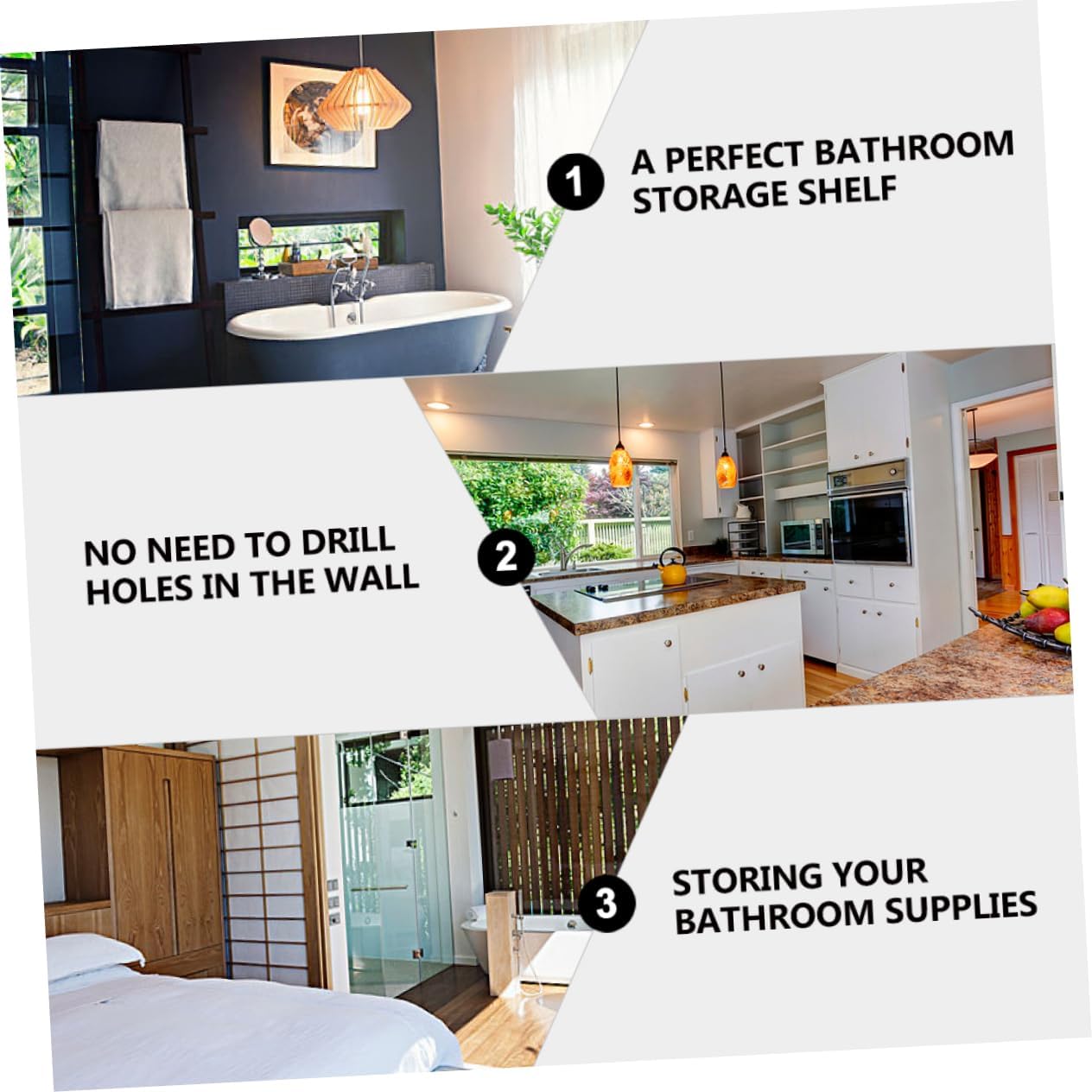 STOBAZA 1Set Bathroom Shelf Organizer Wall Mounted Floating Storage for Bathroom Kitchen and Living Room and Easy Installation Holds Up