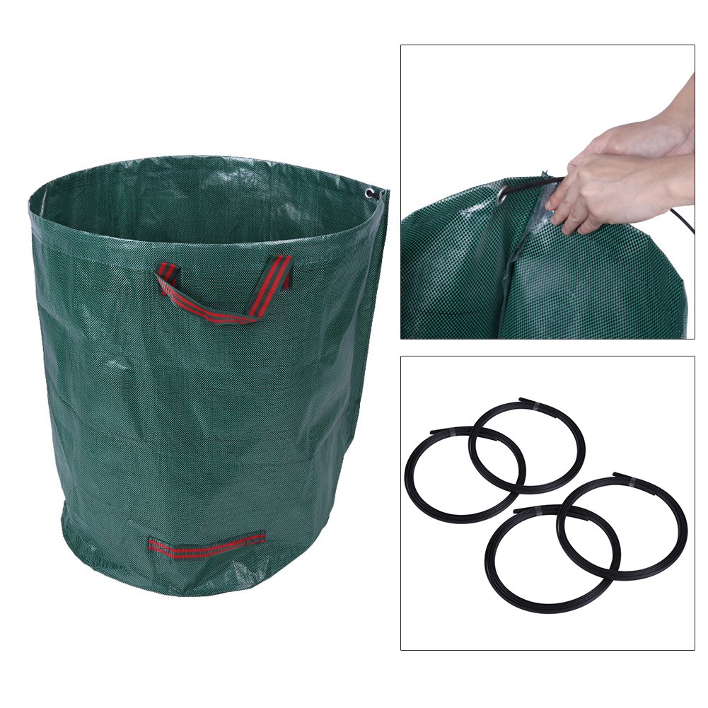 4 szt. 270L torby ogrodowe na trawnik, przenośna duża tkana torba ogrodowa, składana torba ogrodowa na odpady śmieci recykling trawy
