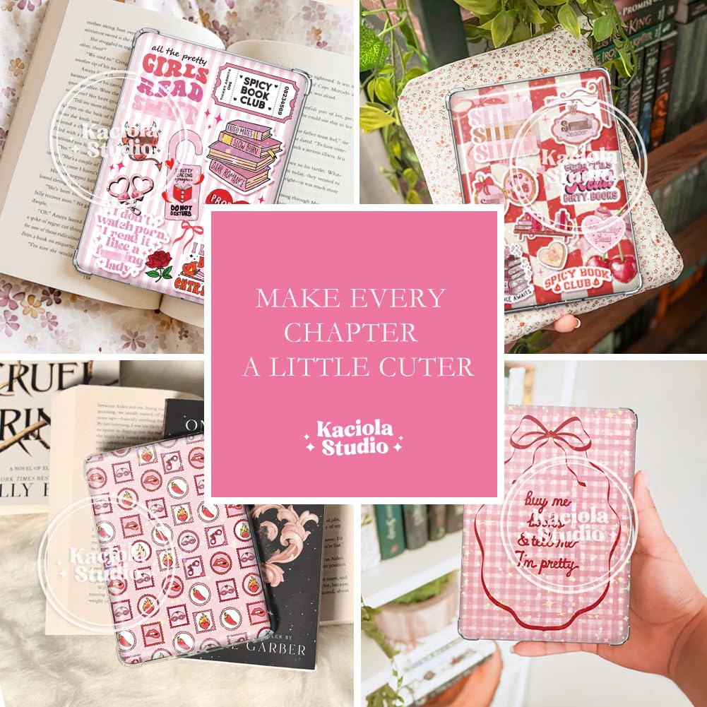 Kaciola 12 szt. wkładek papieru kartonowego do czytnika e-booków i 50 szt. naklejek do scrapbookingu do przezroczystego etui, 15 cm x 10,9 cm Smutty Theme E-Reader, tylna okładka, wkładka, akcesoria