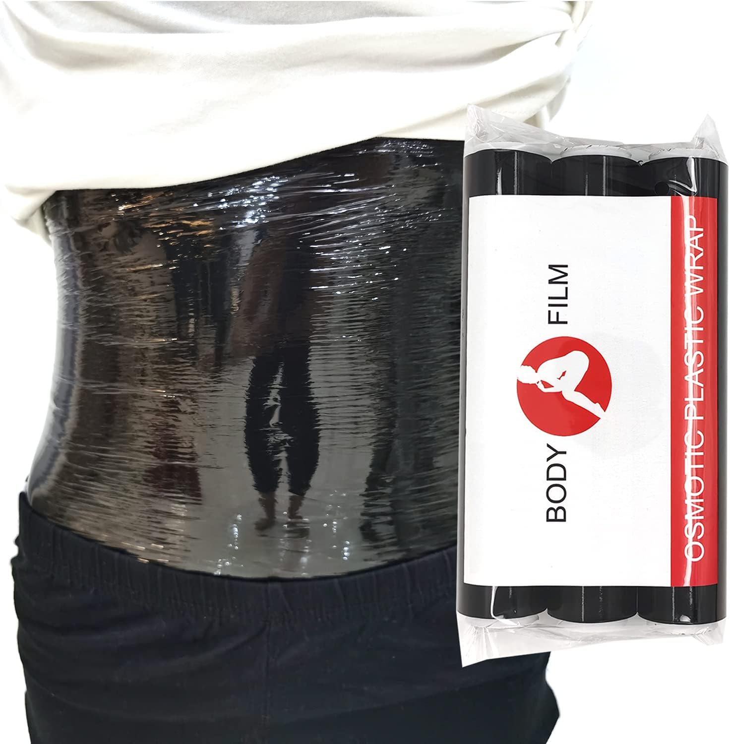 ZGDFSM 3 Rolls 60 Meters Premium Black Osmotic Plastic Slimming Body Wrap Film
