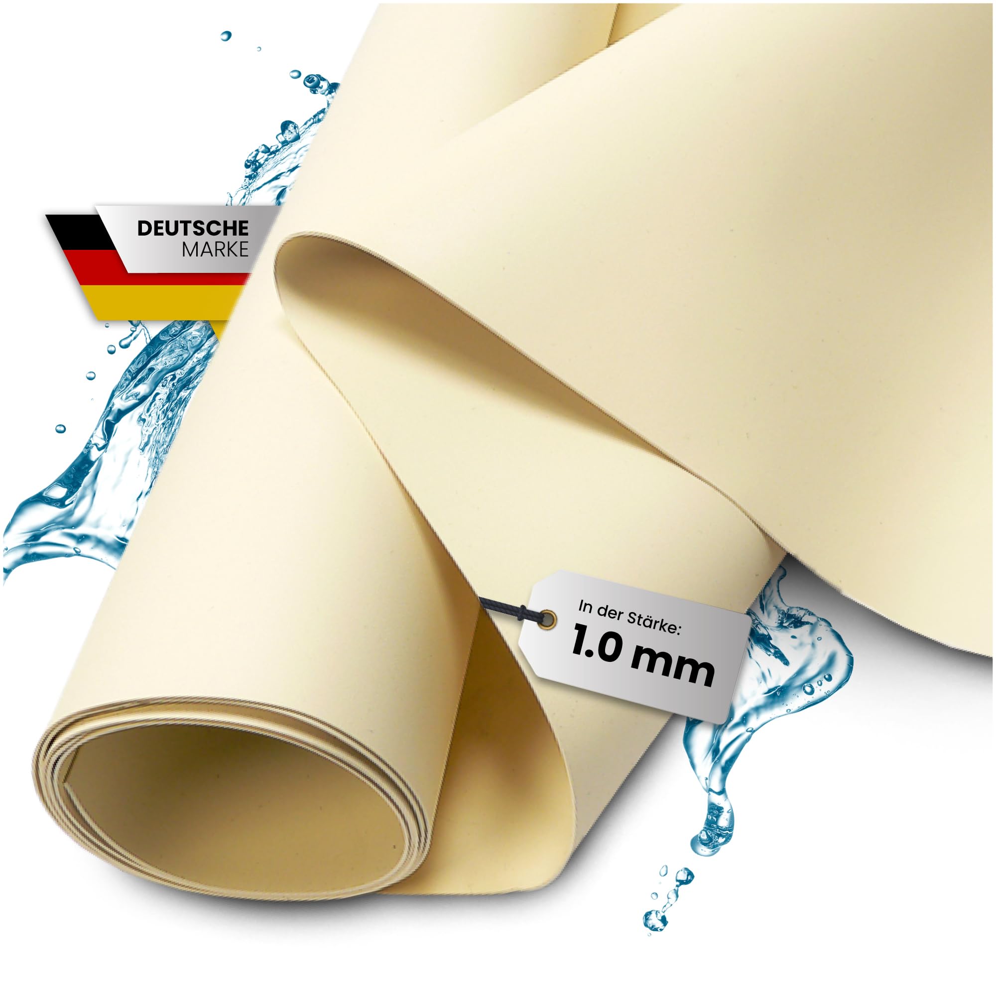 TeichVision - Premium PVC Teichfolie beige-Sandfarben - Stärke 1 mm - 10 m x 12 m/PVC Folie beige geeignet für Teiche, Biotope, Naturschwimmbäder