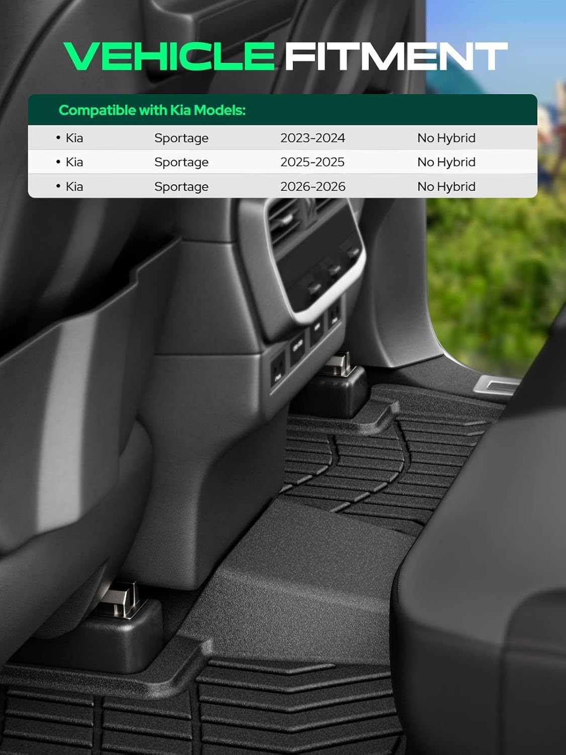 YHTAUTO Automotive Floor Mats Compatible with Kia Sportage 2023-2025 2026 (Non-Hybrid), TPE Floor Liners All-Weather Protection Custom Fit, 1st & 2nd Row, Set of 3