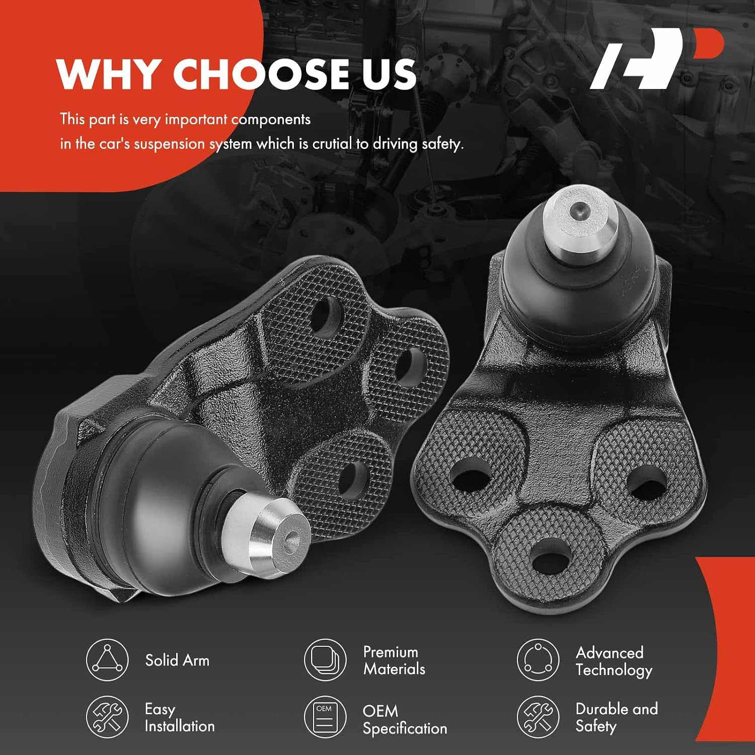 A-Premium 2 x Front Lower Ball Joints, Compatible with Jeep BV/BU Series Renegade 2015-2023, MP Series Compass 2017-2024 & Fiat 500X 2016-2023
