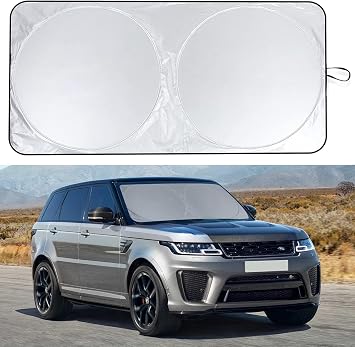 MallArt® Oto Ön Cam Güneşliği 150x70 cm - Katlanabilir Çift Katmanlı UV Yansıtıcı Gümüş Araba Güneş Koruyucu Perde, Torpido Boy Özel Çantalı Araç İçi Isı Engelleyici Stor Gölgelik