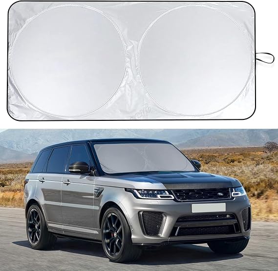 MallArt® Oto Ön Cam Güneşliği 150x70 cm - Katlanabilir Çift Katmanlı UV Yansıtıcı Gümüş Araba Güneş Koruyucu Perde, Torpido Boy Özel Çantalı Araç İçi Isı Engelleyici Stor Gölgelik