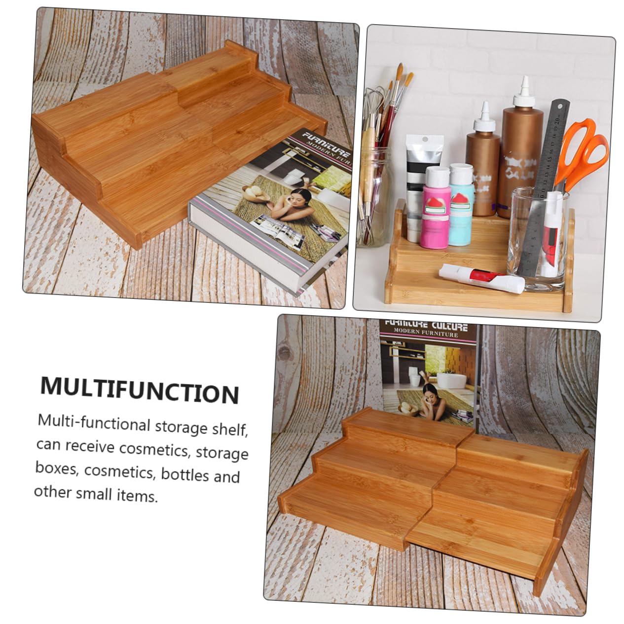Mikinona Organizador Orden de Especias de Madera Extensible de Cocina Especiero de Encimera Ahorro de Espacio y Condimentos