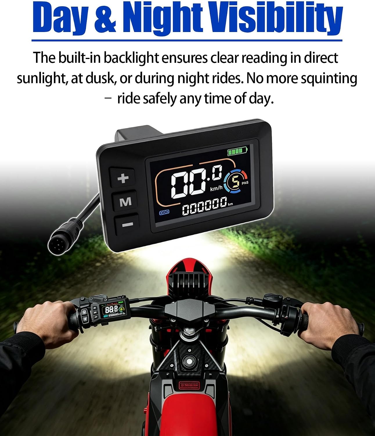 G518 6 Pin 60V E-Bike Screen for Yozma IN10 Pro,Display Screen Fits for Yozma IN10 Pro Electric Dirt Bike E-Bike LCD Display, for Check Riding Data, Speedometers Off-Road Motorcycle Accessories