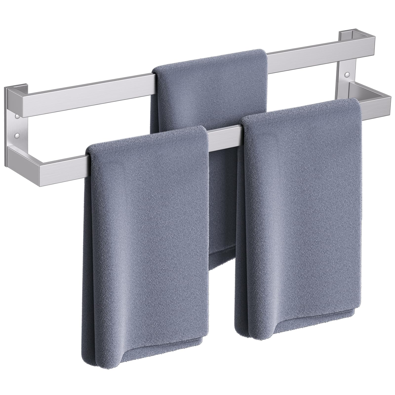 Photo 1 of TNOMS Brushed Nickel Double Towel Bar, 32 Inch