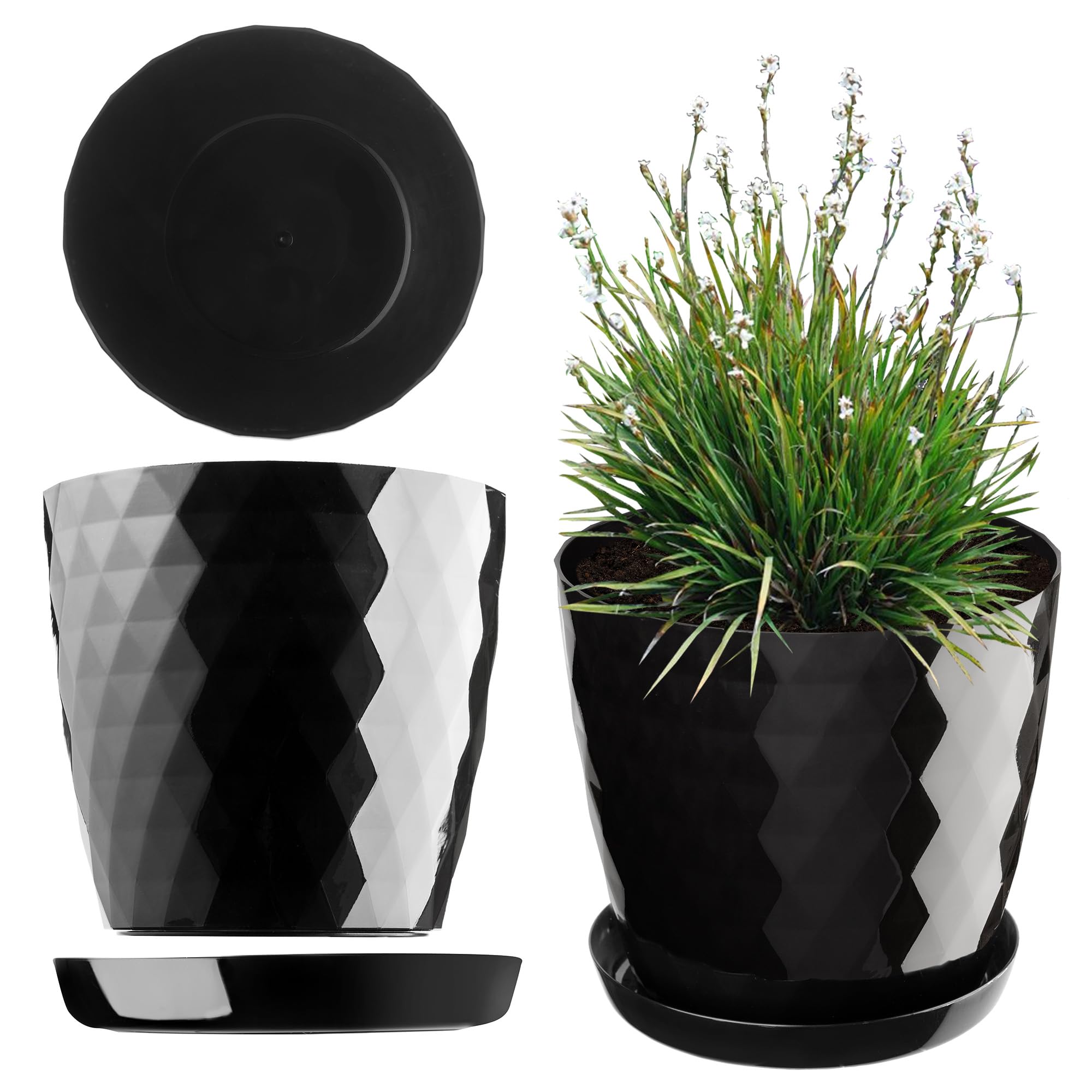 KADAX Maceta para Flores, Maceta con Base, Maceta de plástico para Interior, Macetero Redondo, Maceta Decorativa, Maceta Moderna Interior, 12 cm, Morado — view 11