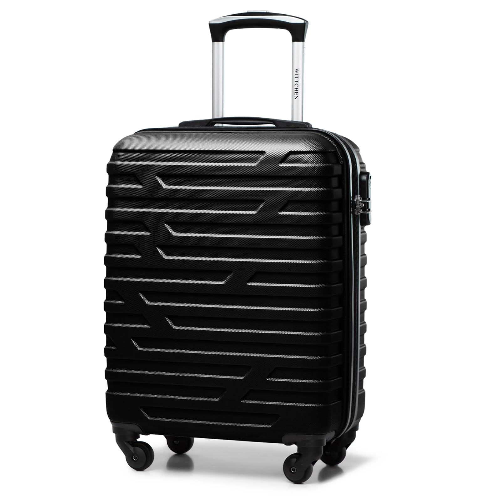 WITTCHEN A-line II Kabinengepäck Kabinenkoffer Handgepäck Rollkoffer Reisekoffer Bordkoffer Hartschale ABS Hochwertiger Stabiler Größe S Schwarz Lufthansa/Eurowings/Ryanair/Condor/Discover Airlines