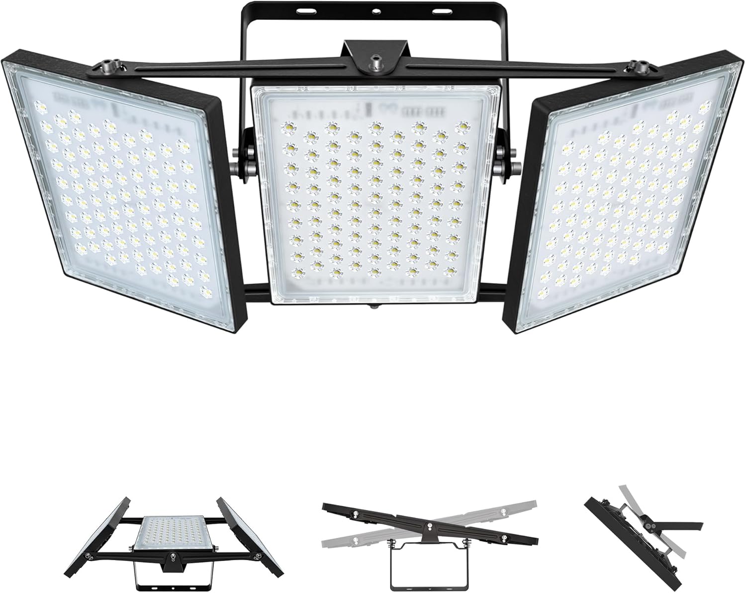 LED Flood Light Outdoor, STASUN 750W 75000lm 6000K Daylight White IP66 Waterproof, Commercial Parking Lot Light,3 Heads for Yard Street Stadium House Floodlight Bright Security Lights for Outdoor Area 1 Pack 750 Watt