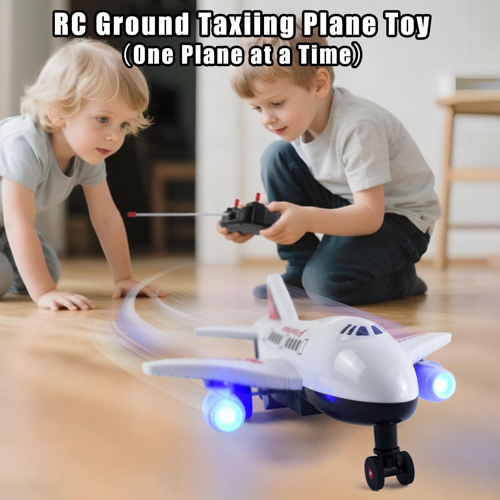 Avión teledirigido para niños a partir de 6 años, vehículo de tierra teledirigido (no volable) con luz, mando a distancia, recargable, juguete ABS para niños y niñas