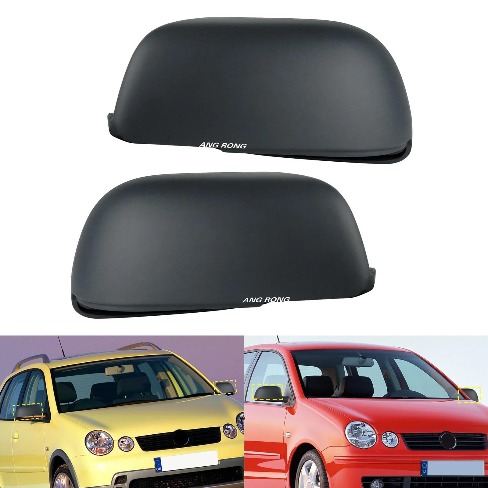 Obudowa lusterka samochodowe Pasuje do VW Polo 9A,9N, 2002-04/2005 1 para boczne lusterko wsteczne nakrętki na lusterka pokrywa podkład części samochodowe akcesoria do drzwi skrzydłowych