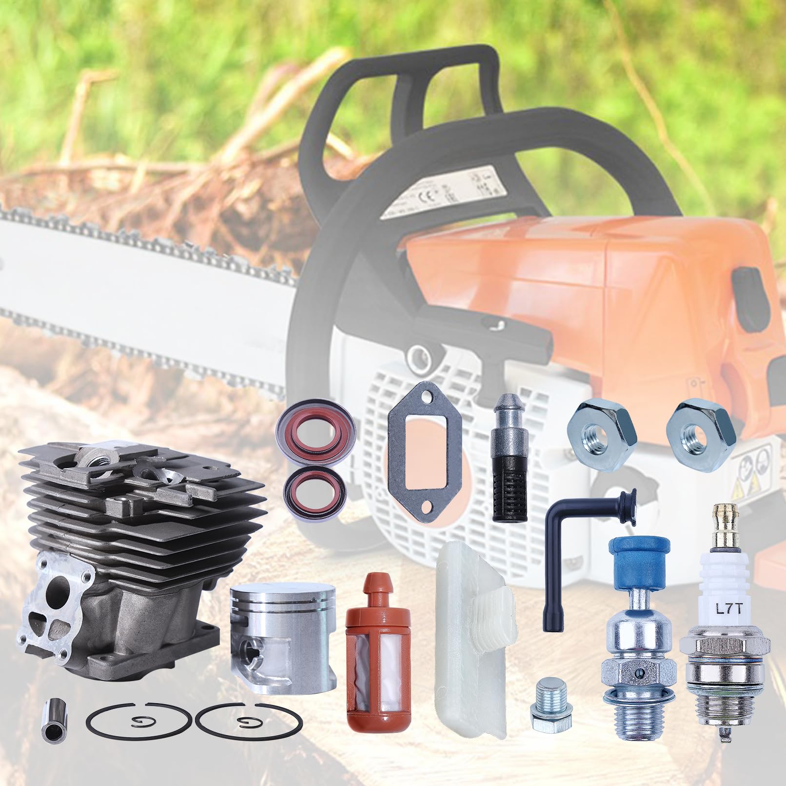 Kolben und Zylinder 50mm Kit für Stihl MS441 MS441C MS 441 MS360 MS260 MS361 für Husqvarna 365 Zündkerze + Kolbensatz + Öldichtung Serie Zubehör16 in 1 Kit 1138020 1201