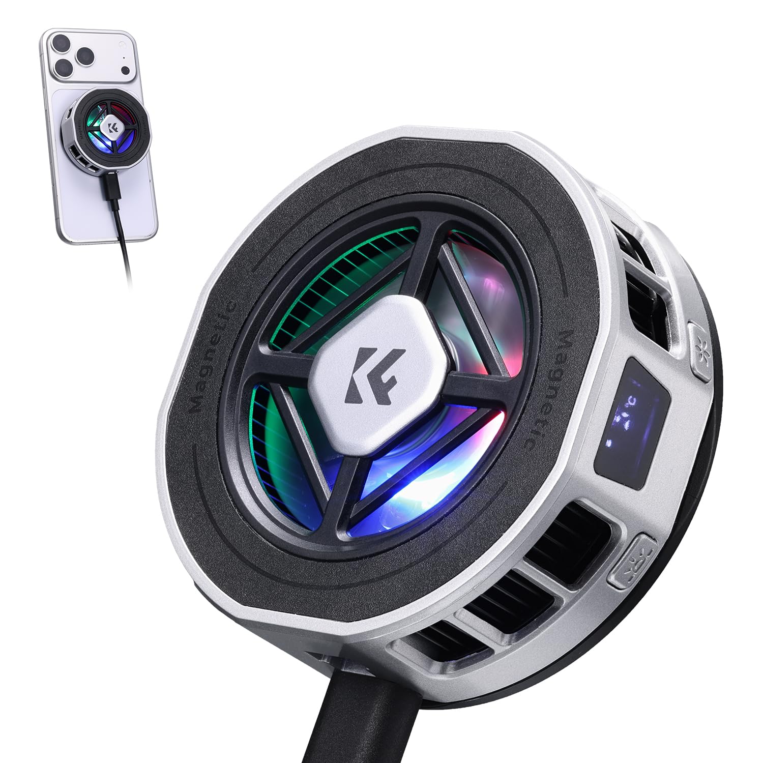 K&F CONCEPT Handykühler, 20W Magnet Smartphone Kühler, 28dB, AI, 3 Stufen