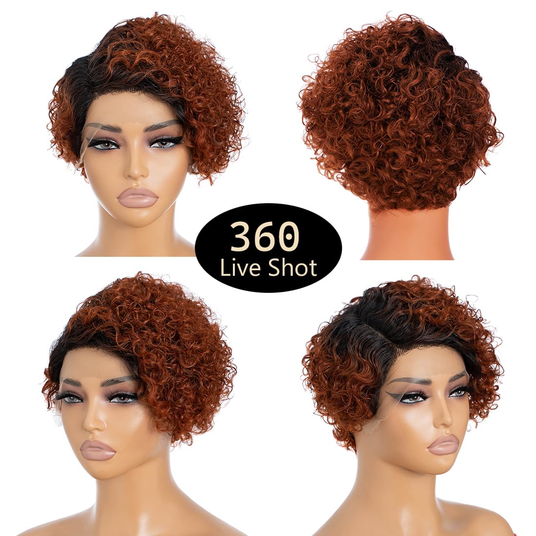 Noble Star 8inch Curly Wave Pixie Cut Wigs Human Hair 13x5x1 L Part Bob Wig for Women Side Part Pixie Cut Lace Front Wig with Baby Hair Glueless Short Cut Bob Wig TT1B/350 - Image 2